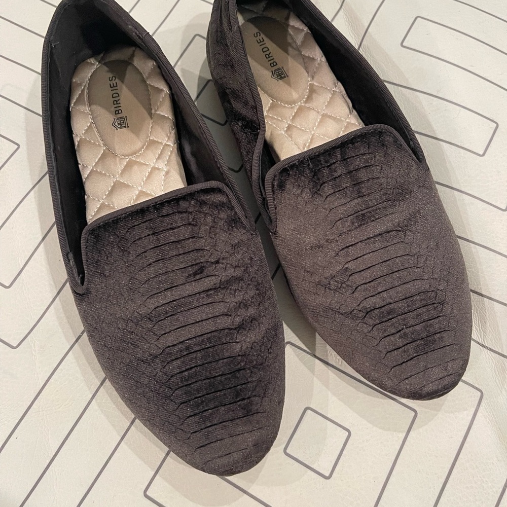 Birdies Charcoal Velvet Python Pattern Flats - image 4